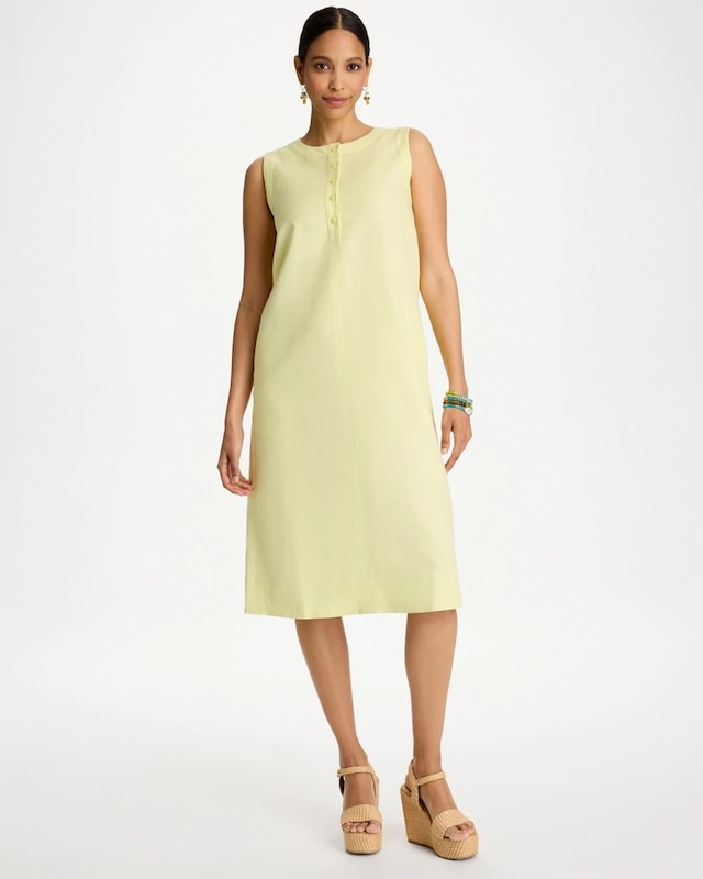 Linen-Cotton Henley Dress - image 1